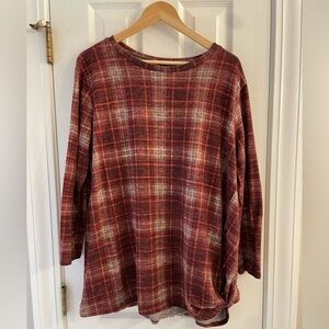 Agnes & Dora Maroon Plaid Top